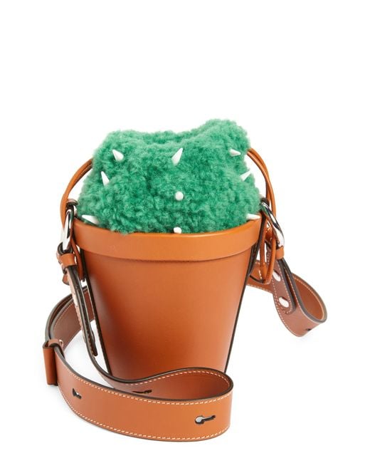 Maison Margiela Green Cactus Leather & Faux Fur Bucket Bag
