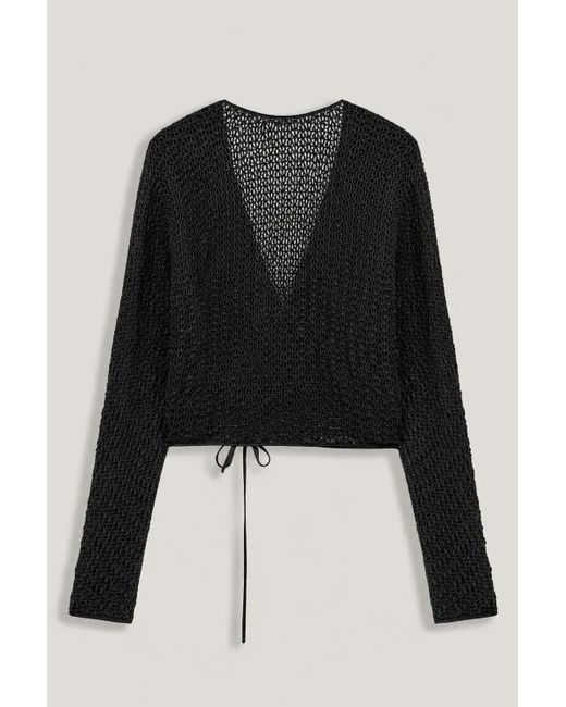Nocturne Black Wrap Mesh Blouse