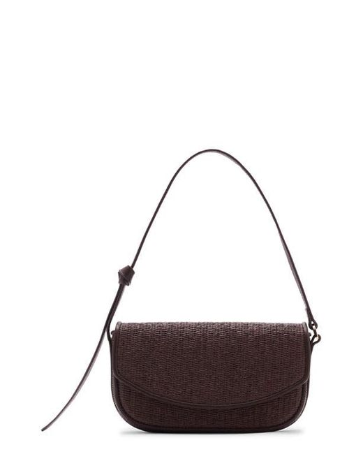 Mango Purple Raffia Flap Shoulder Bag