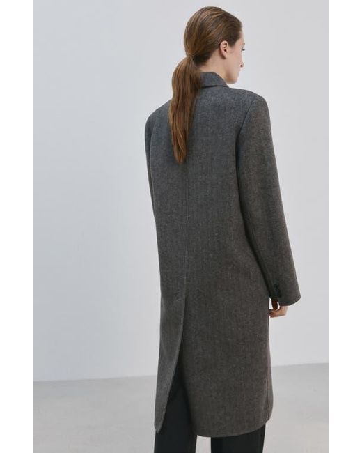 Mango Black Double Breasted Wool Blend Coat