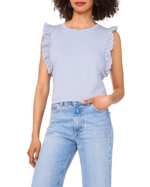 Two By Vince Camuto Blue Ruffle Eyelet Tank Top