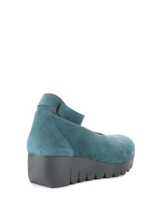 Fly London Blue Vily Ankle Strap Platform Wedge Pump