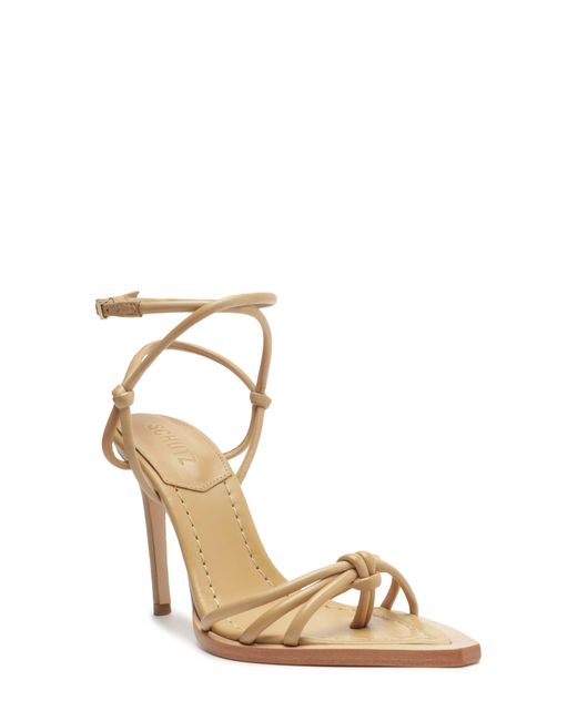 SCHUTZ SHOES Metallic Abby Ankle Strap Pointed Toe Sandal