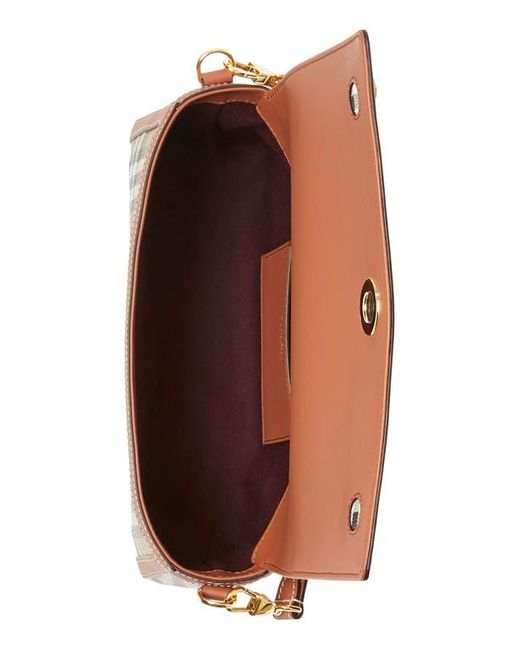 Burberry Brown Small Note Check & Leather Crossbody Bag