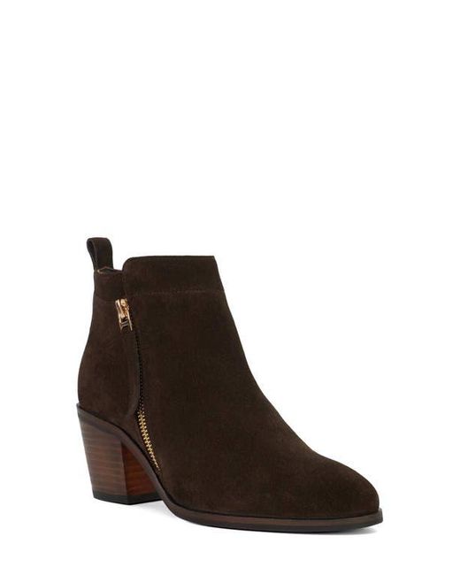 Dune Brown Paicing Block Heel Bootie