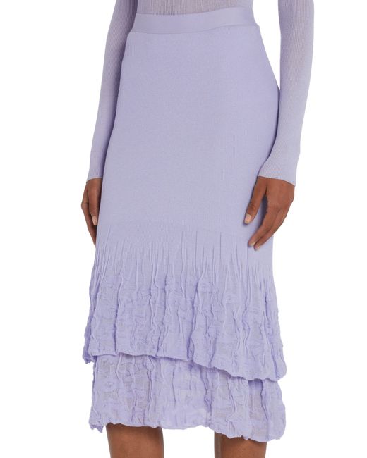 Bottega Veneta Blue 2-in-1 Floral Rib Midi Skirt