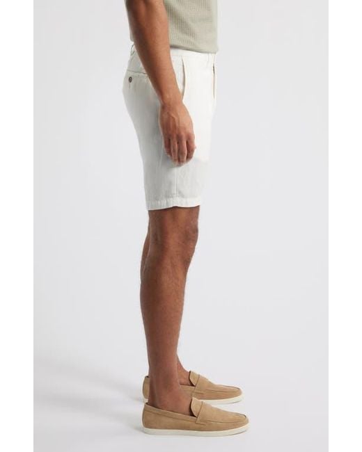 Scott Barber White Flat Front Shorts for men