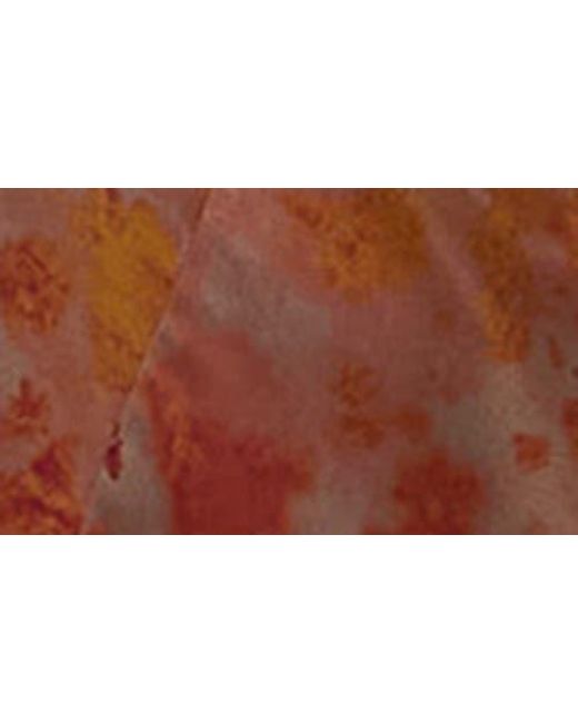 TOPSHOP Gray Abstract Print Off The Shoulder Satin Maxi Dress