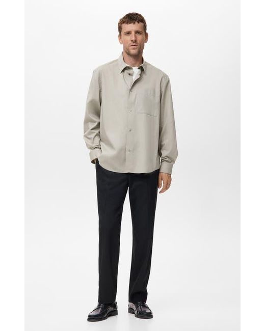 Mango Gray Relaxed Fit Solid Snap-Up Shirt for men