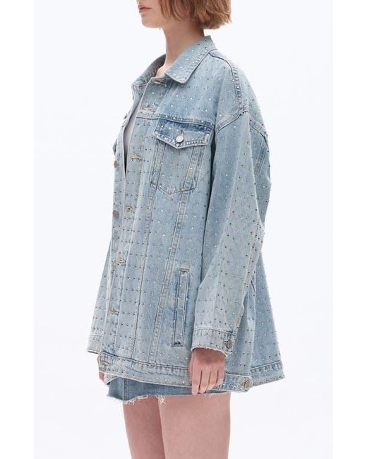 Bayeas Blue Oversize Rhinestone Denim Jacket