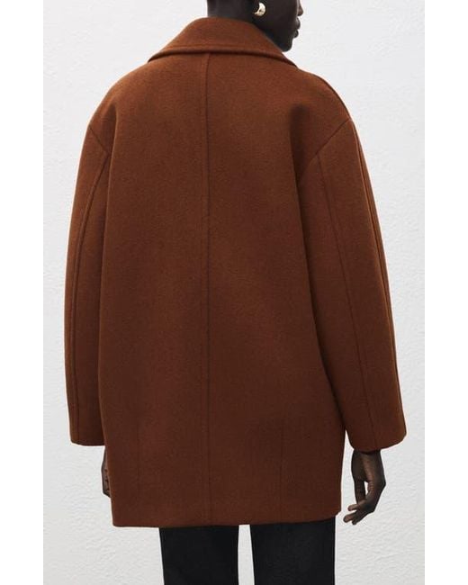 Mango Brown Wool Blend Coat