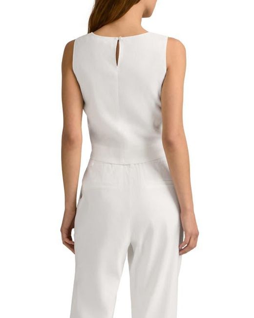 FAVORITE DAUGHTER White The Abby Linen Blend Square Neck Crop Shell
