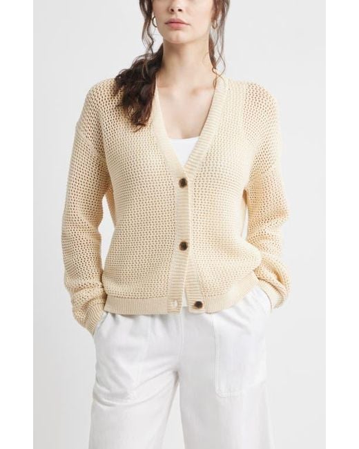 Caslon Natural Open Stitch Cotton Cardigan