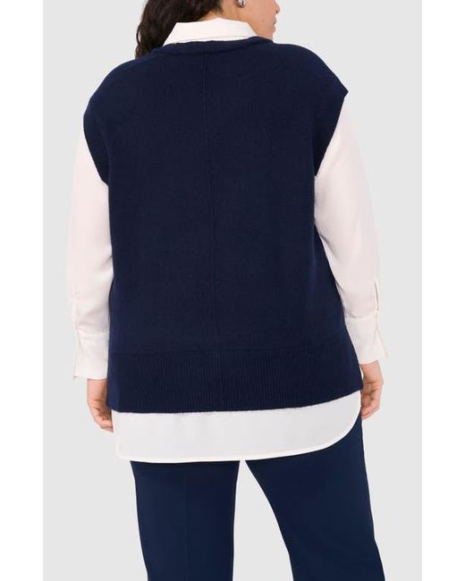 Halogen® Blue Layered Look Sweater Vest