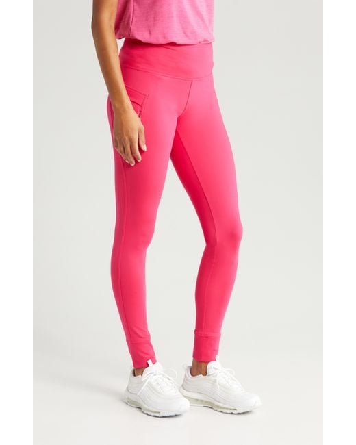 Zella Fleece Lined Performance Pocket leggings in Pink Lyst