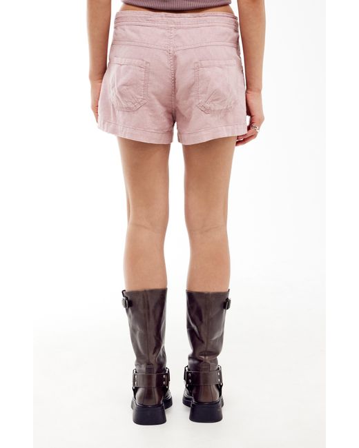 BDG Pink Five Pocket Linen Blend Shorts