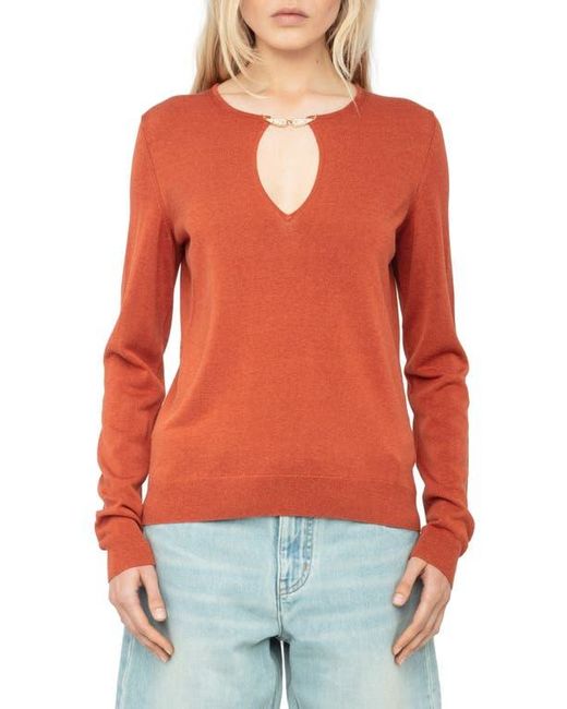 Zadig & Voltaire Red Sayan Crystal Detail Keyhole Neck Sweater
