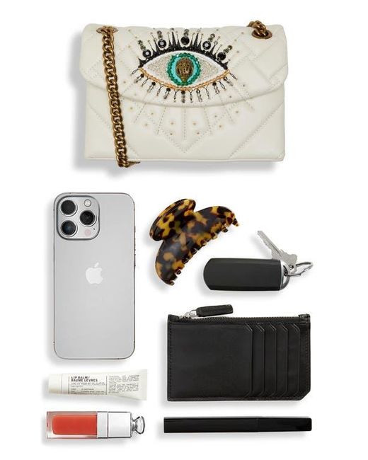 Kurt Geiger Metallic Mini Kensington Eye Quilted Leather Crossbody Bag
