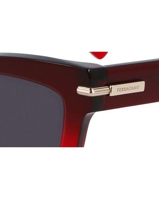 Ferragamo Black Prisma 52Mm Modified Rectangular Sunglasses