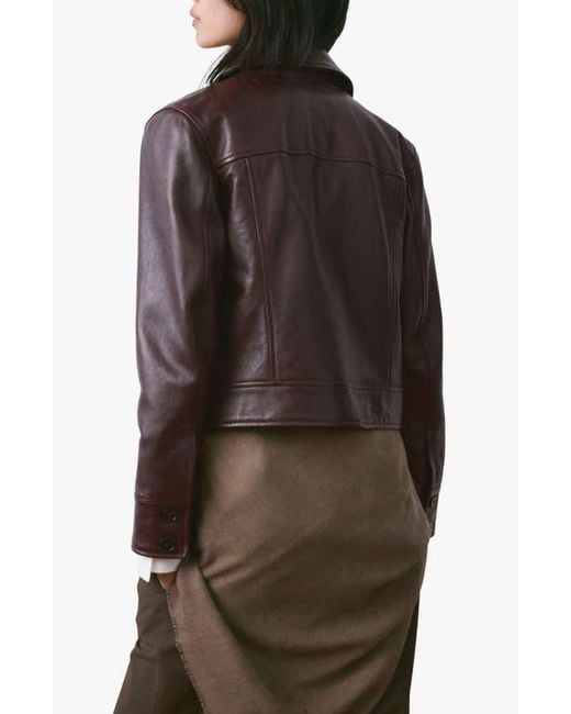 Mango Brown Chaqueta Saint Leather Jacket