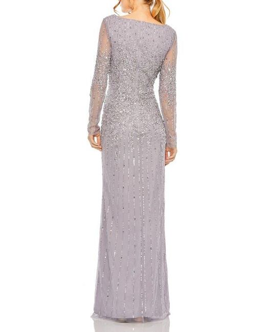 Mac Duggal High Neck Sequin Embellished Long Sleeve A Line Gown in Purple | Lyst Mac Duggal High Neck Sequin Embellished Long Sleeve A Line Gown in Purple | Lyst