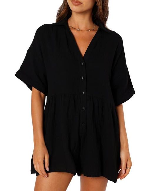 Petal & Pup Black Winny Crinkle Cotton Romper
