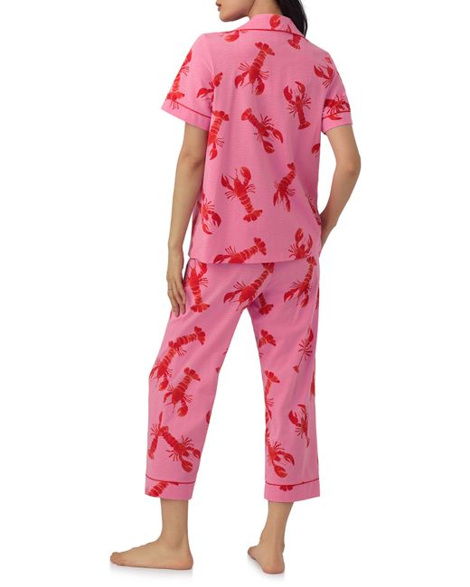 Bedhead Red Print Stretch Organic Cotton Jersey Crop Pajamas