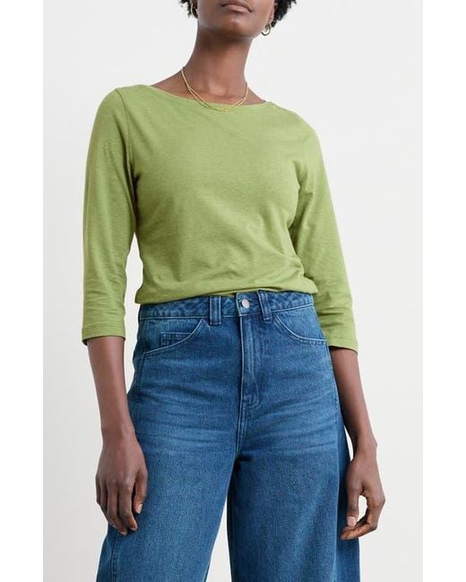 Seasalt Cornwall Green Easel Stretch Organic Cotton Top