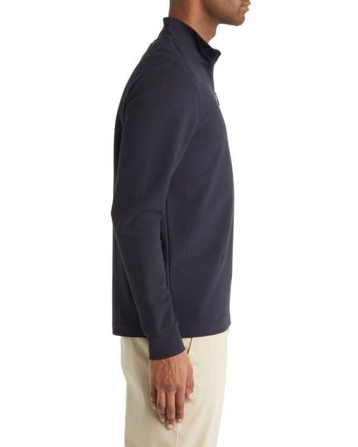 Boss Blue Sidney Ottoman Knit Quarter Zip Sweatshirt for men