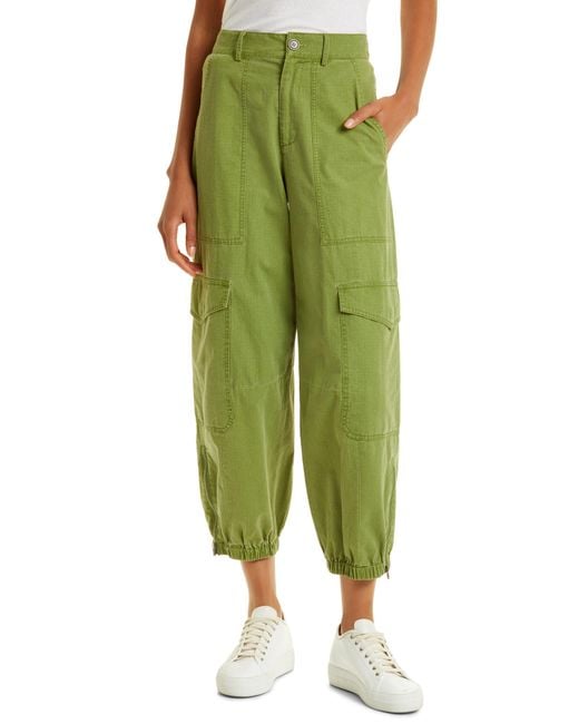 ATM High Waist Cotton Ripstop Cargo Pants in Green | Lyst