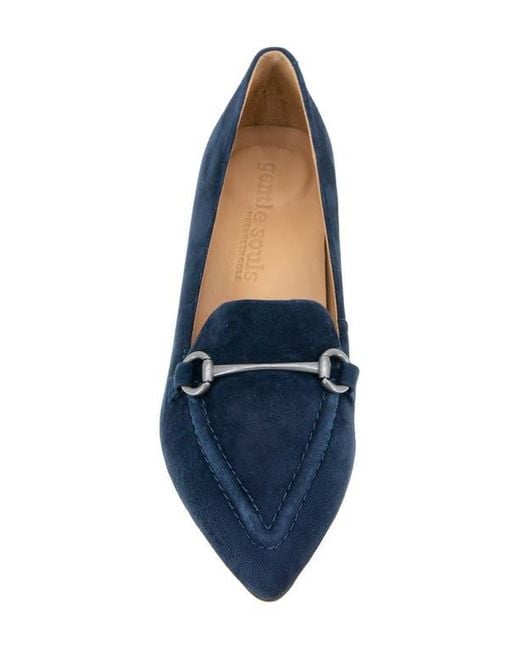 Gentle Souls Blue Dionne Pointed Toe Bit Loafer Pump