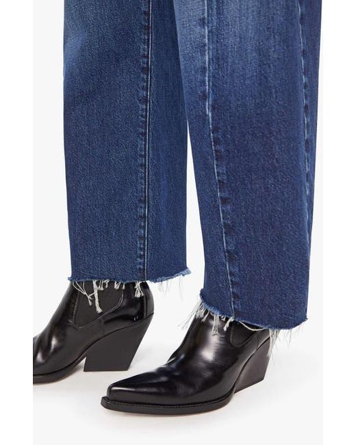 Mother Blue The Full Pipe Flood High Waist Barrel Leg Jeans