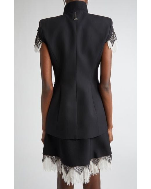 Alexander McQueen Black Cobweb Lace Wool Gabardine Jacket