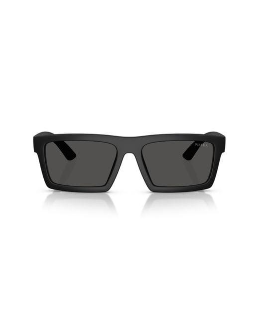 Prada Linea Rossa Gray 58Mm Rectangular Sunglasses for men