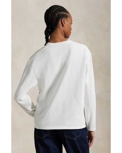 Polo Ralph Lauren White Long Sleeve Cotton Jersey T-Shirt