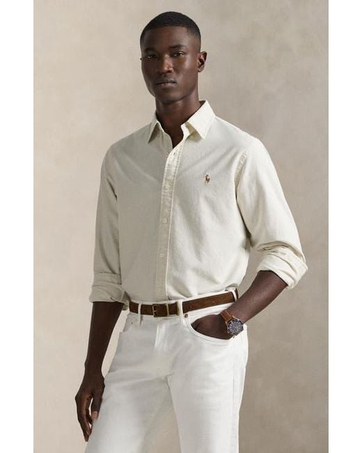 Polo Ralph Lauren Gray The Iconic Solid Cotton Button-Down Oxford Shirt for men