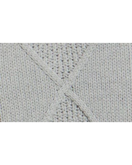 BP. Gray Cabled Oversize Cotton Blend Crewneck Sweater