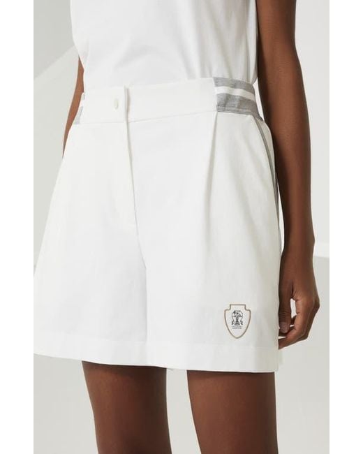 Brunello Cucinelli White Lightweight French Terry Shorts