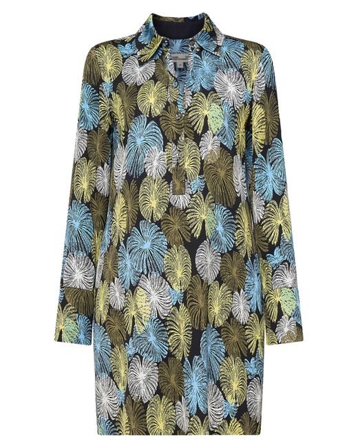 Diane von Furstenberg Multicolor Tamina Fireworks Print Long Sleeve Shirtdress