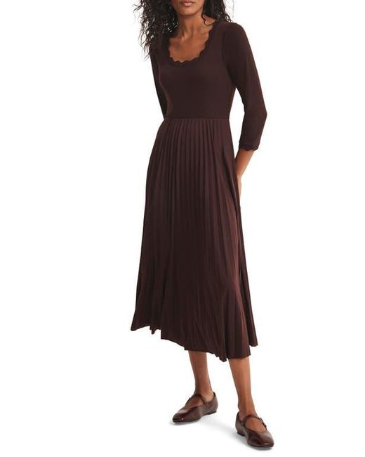Mint Velvet Brown Scallop Trim Midi Dress