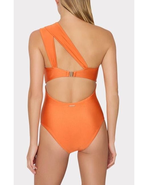 MILLY Orange Betsy Gloss Bandeau One-Piece Swimsuit