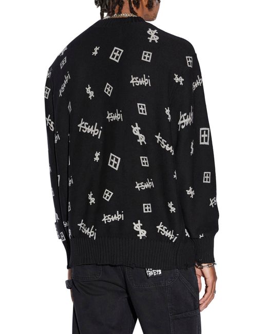 Ksubi Black Krash Box Allover Graphic Sweater for men