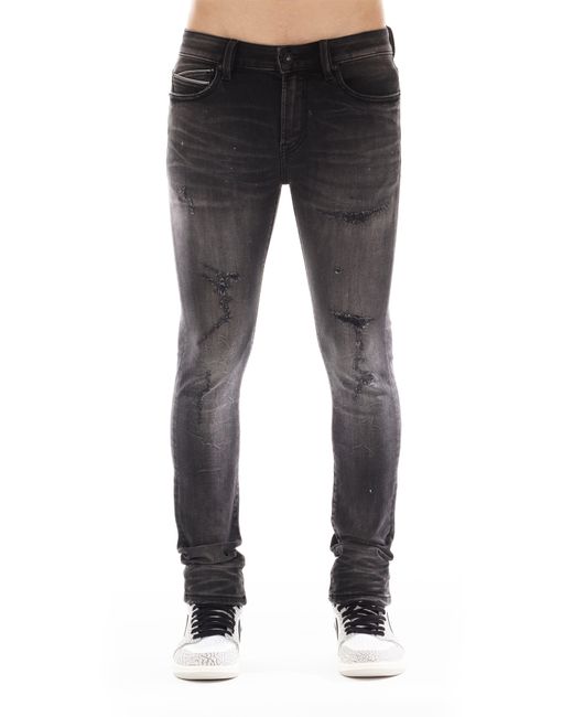 Cult Of Individuality Black Punk Distressed Super Skinny Jeans for men