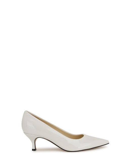 Nine West White Sisko Pointed Toe Kitten Heel Pump