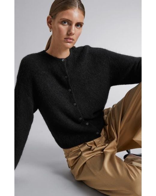 & Other Stories Black Alpaca Blend Cardigan