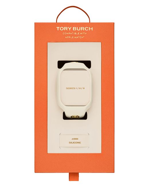 Tory Burch Orange The T Monogram Silicone 20mm Apple Watch Watchband