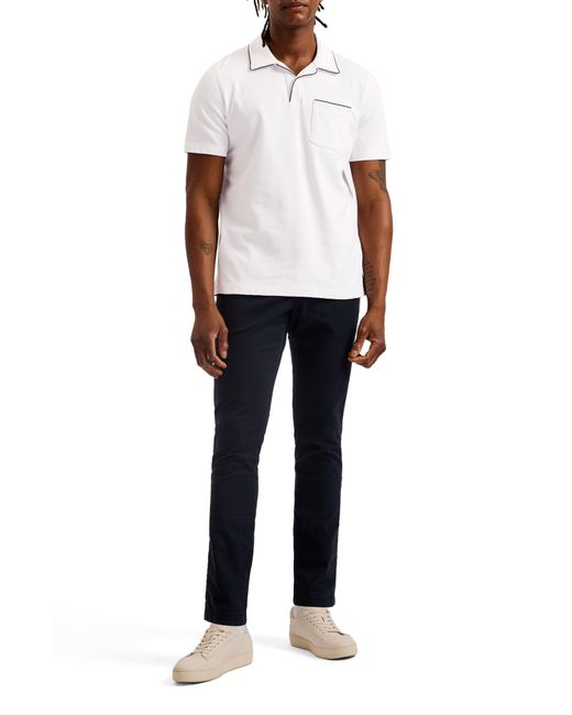 Ted Baker White Paisel Piped Cotton Polo for men