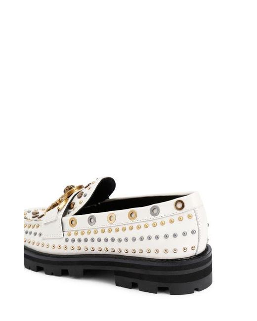 Kurt Geiger White Mansion Stud Platform Loafer