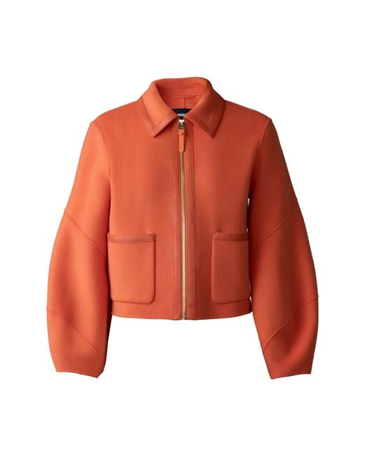 Mackage Orange Solana Wool & Leather Jacket