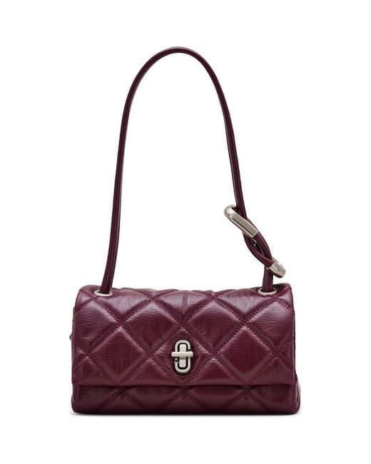 Marc Jacobs Purple The Mini Dual Chain Diamond Quilted Leather Shoulder Bag